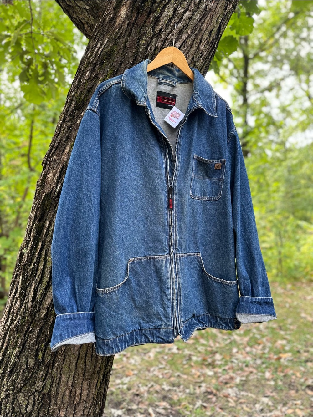 Vintage Riggs Workwear Wrangler Heavy duty Denim Zip Up Jacket Size 2XL